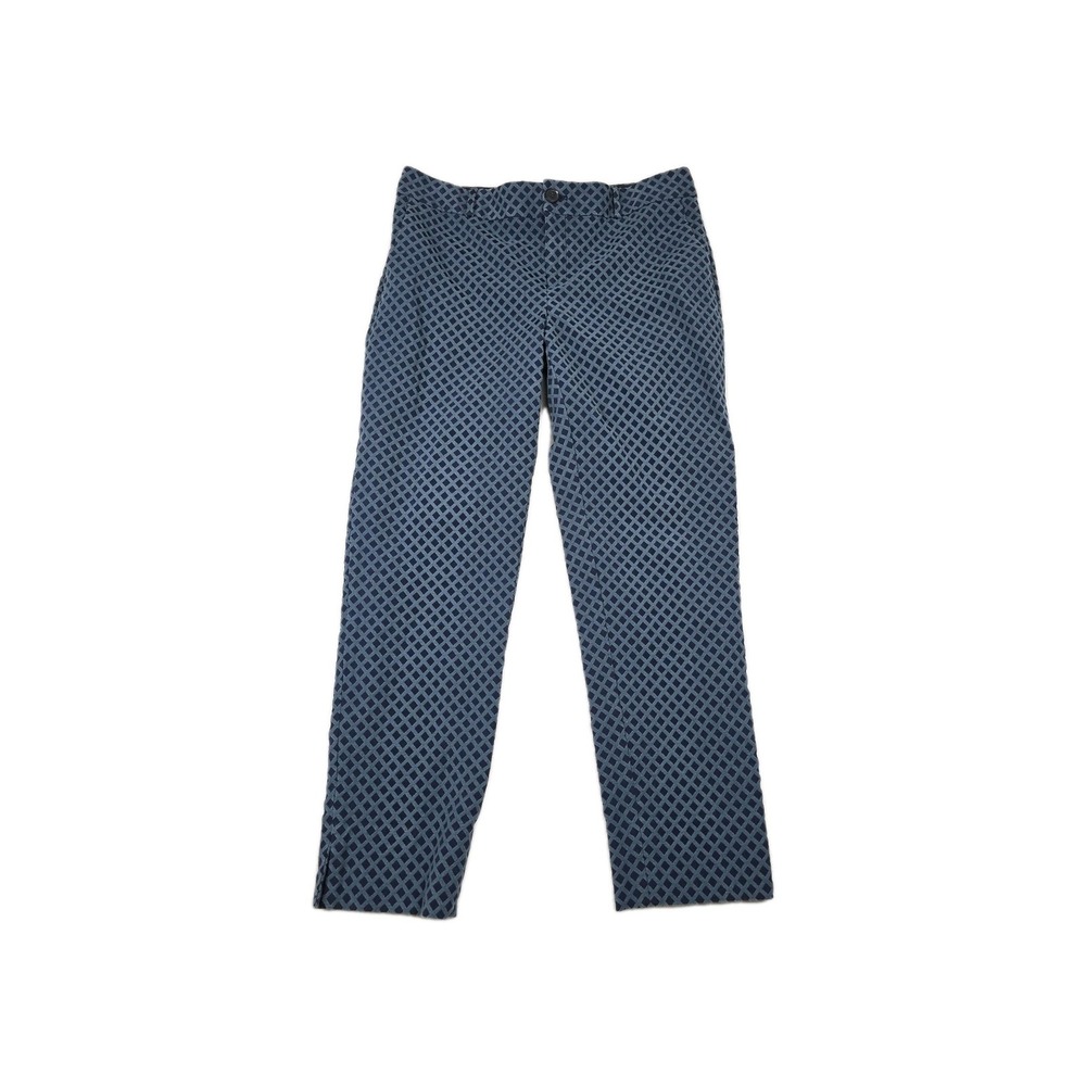 Banana Republic Sloan Fit Ankle Pants Blue Diamond Jacquard Slim Tapered Size 8